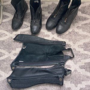 Equestrian Riding Horse bundle - Ariat boots, Equistar boots, Ovation half chaps
